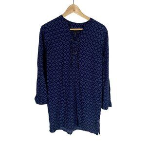 Banana Republic Blue Lace Up Blouse Size 8 Petite